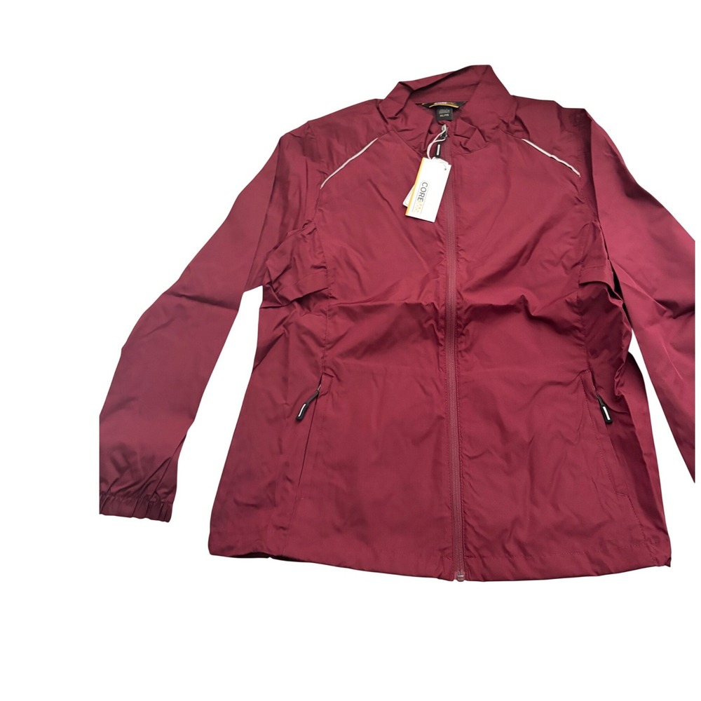 CORE 365 Ladies Burgundy XL Reflective Water Resistant Zip Up Jacket‎ NWT